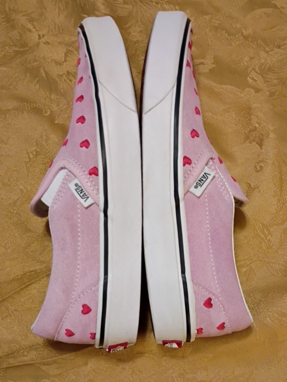 VANS Slip-On Pink Leather Suede with Red Hearts Women's 8.0 Men's 6.5 - Picture 9 of 15
